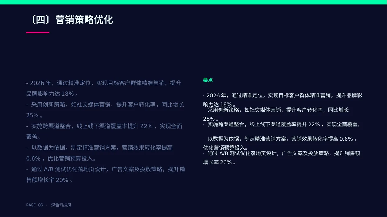市场推广策略优化方案 PPT模板（深色科技风）-2 第6页预览