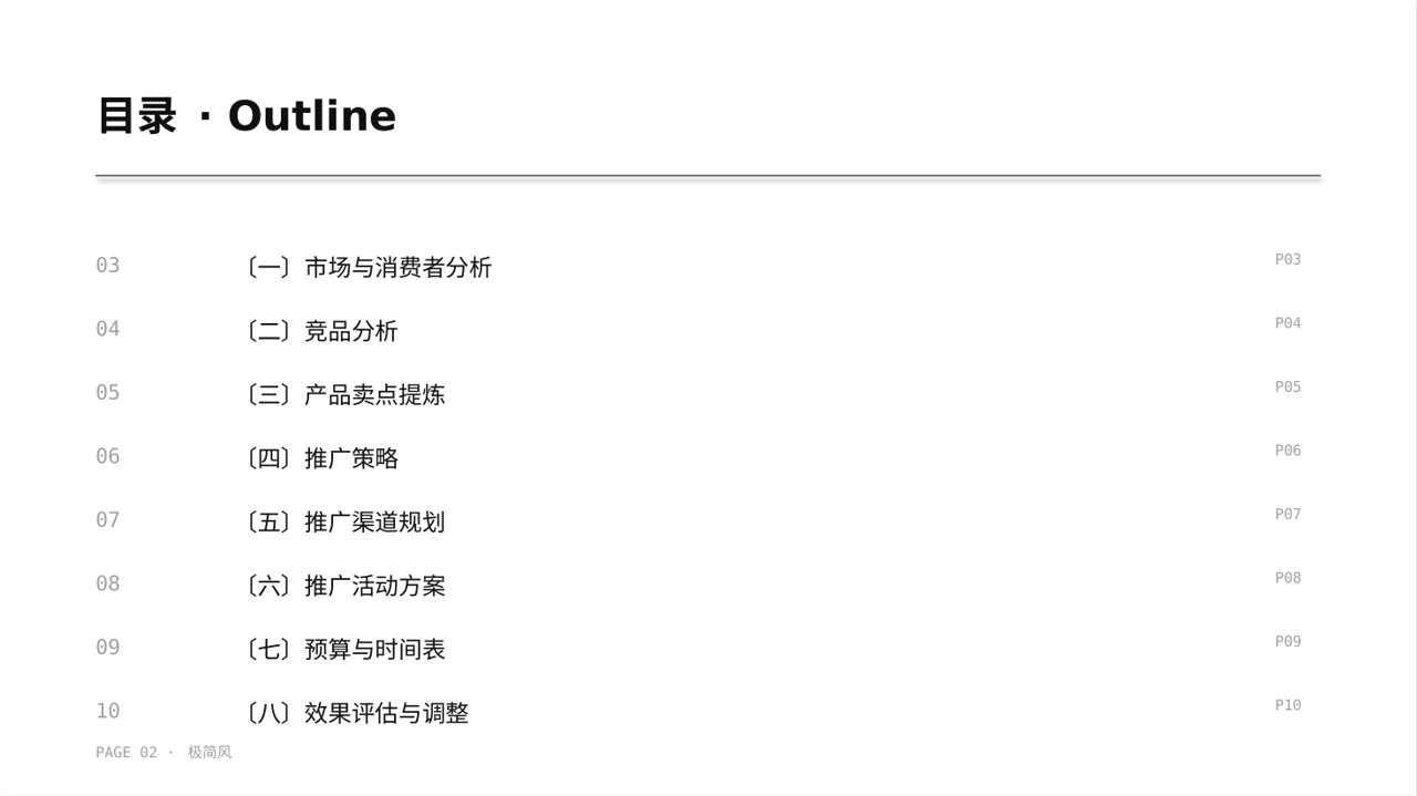 网红产品推广策划方案 PPT模板（黑白极简风） 第2页预览