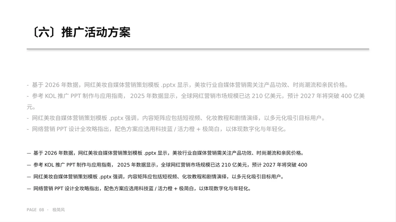 网红产品推广策划方案 PPT模板（黑白极简风） 第8页预览