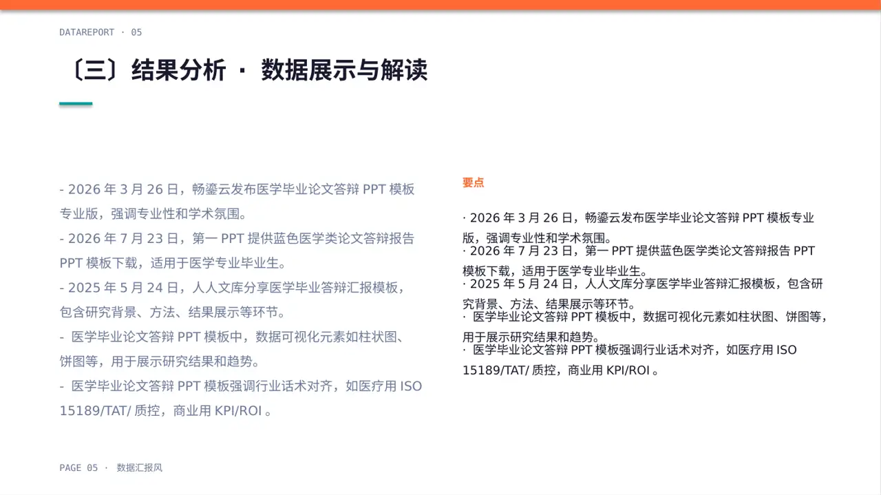 医学毕业论文答辩PPT模板 第5页预览