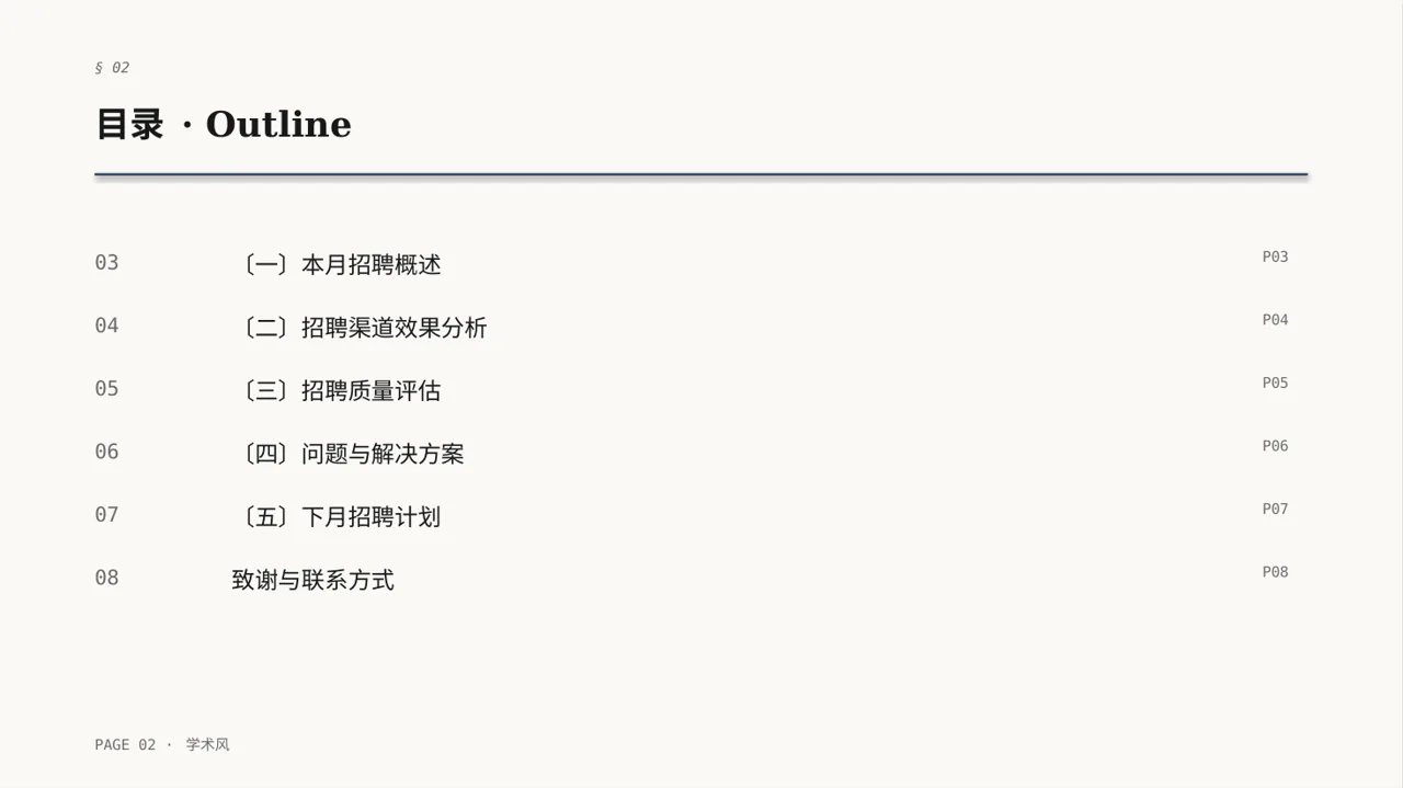 月度招聘工作进度总结报告PPT模板 第2页预览