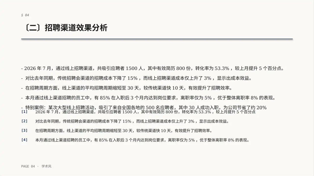 月度招聘工作进度总结报告PPT模板 第4页预览