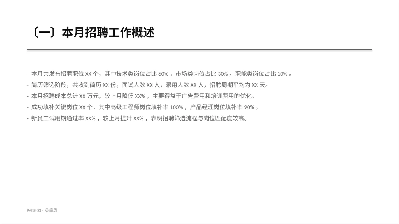 月度招聘工作进度总结报告 PPT模板 第3页预览