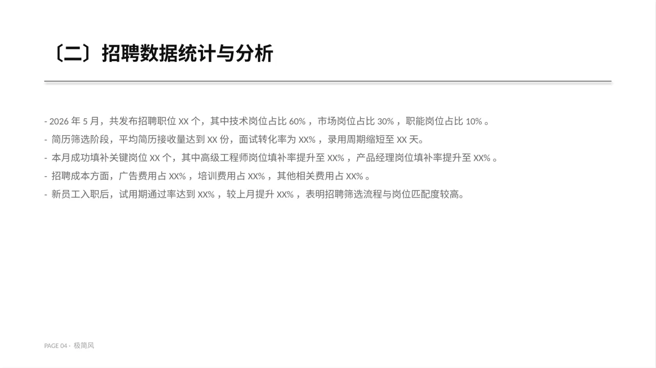 月度招聘工作进度总结报告 PPT模板 第4页预览