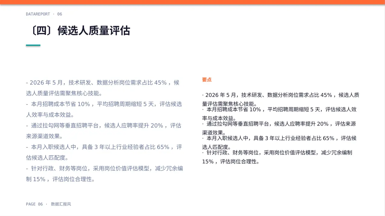 月度招聘工作进度总结报告PPT模板 第6页预览