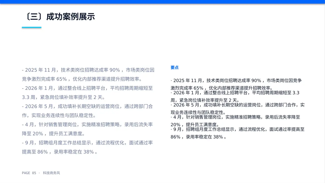 月度招聘工作进度总结报告PPT模板 第5页预览