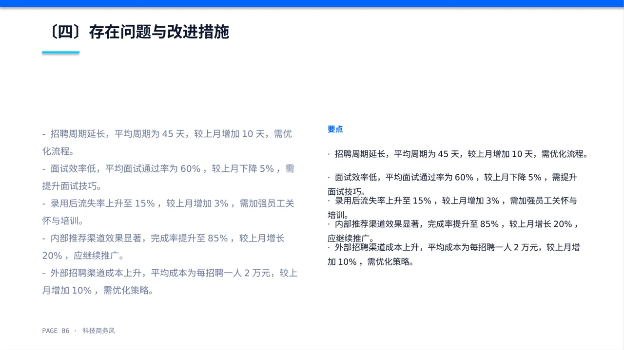 月度招聘工作进度总结报告PPT模板 第6页预览