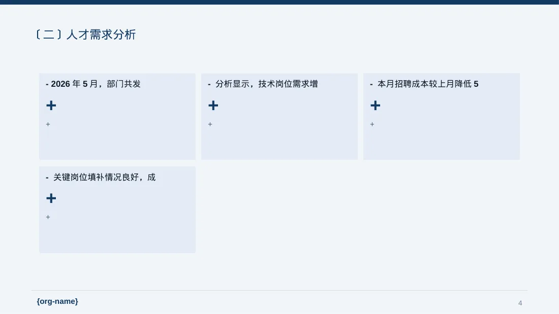 月度招聘工作进度总结报告 PPT模板 第4页预览