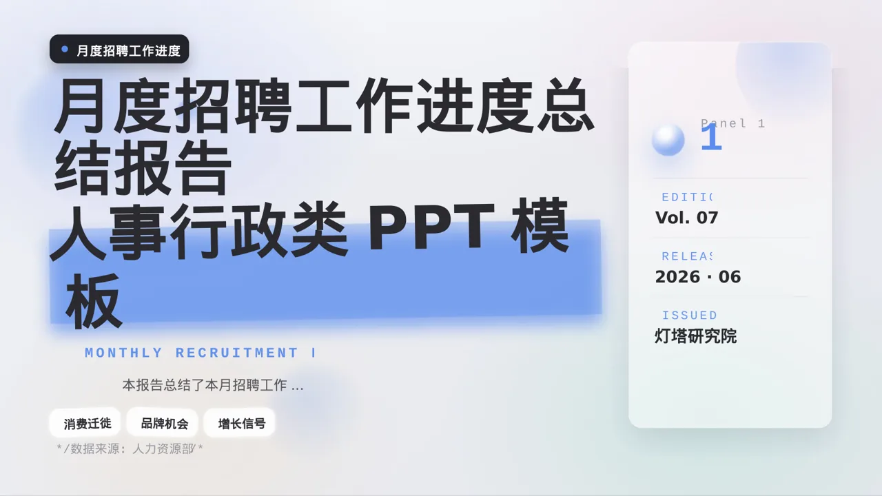 月度招聘工作进度总结报告 PPT模板