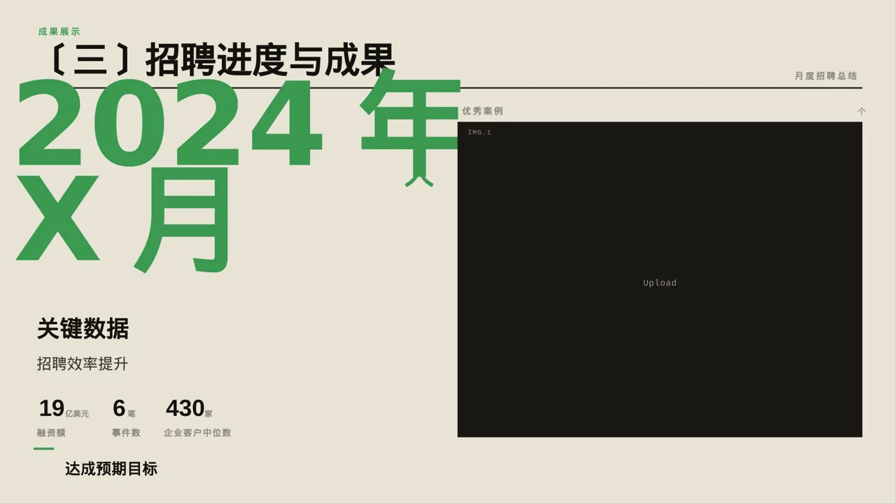月度招聘工作进度总结报告PPT模板 第7页预览