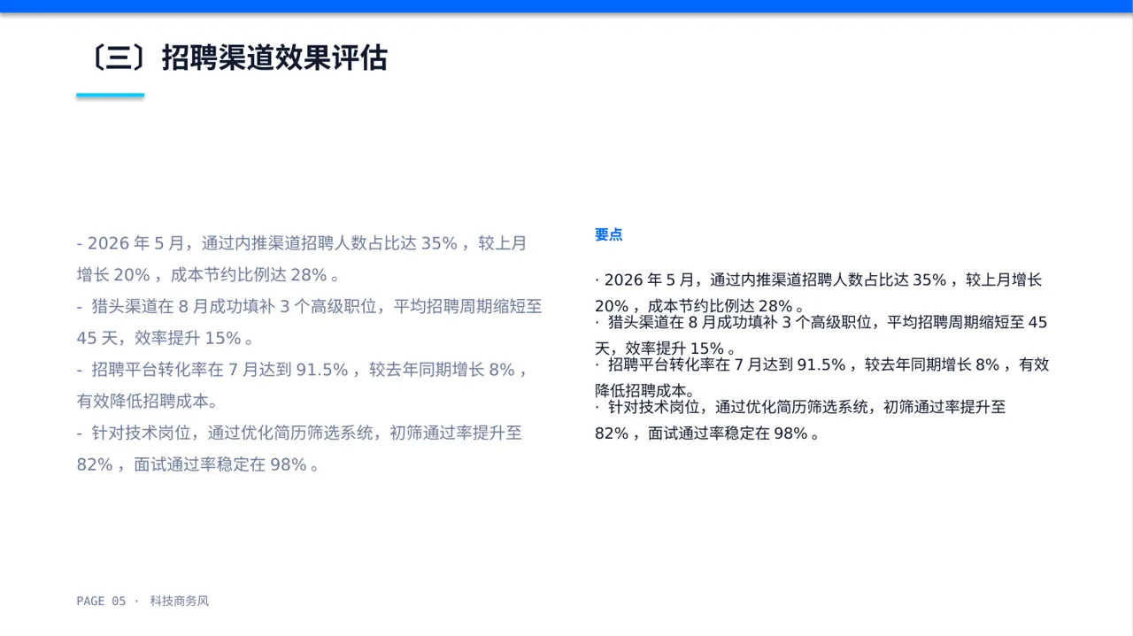 月度招聘工作进度总结报告 PPT模板 第5页预览