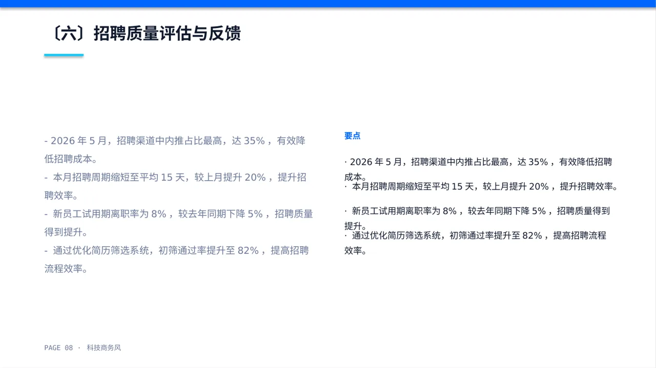 月度招聘工作进度总结报告 PPT模板 第8页预览