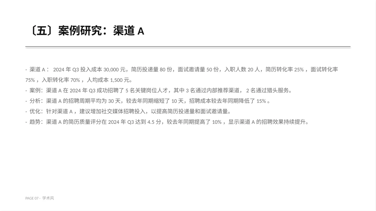 招聘渠道投放效果分析 PPT模板（深蓝学术风）-2 第7页预览