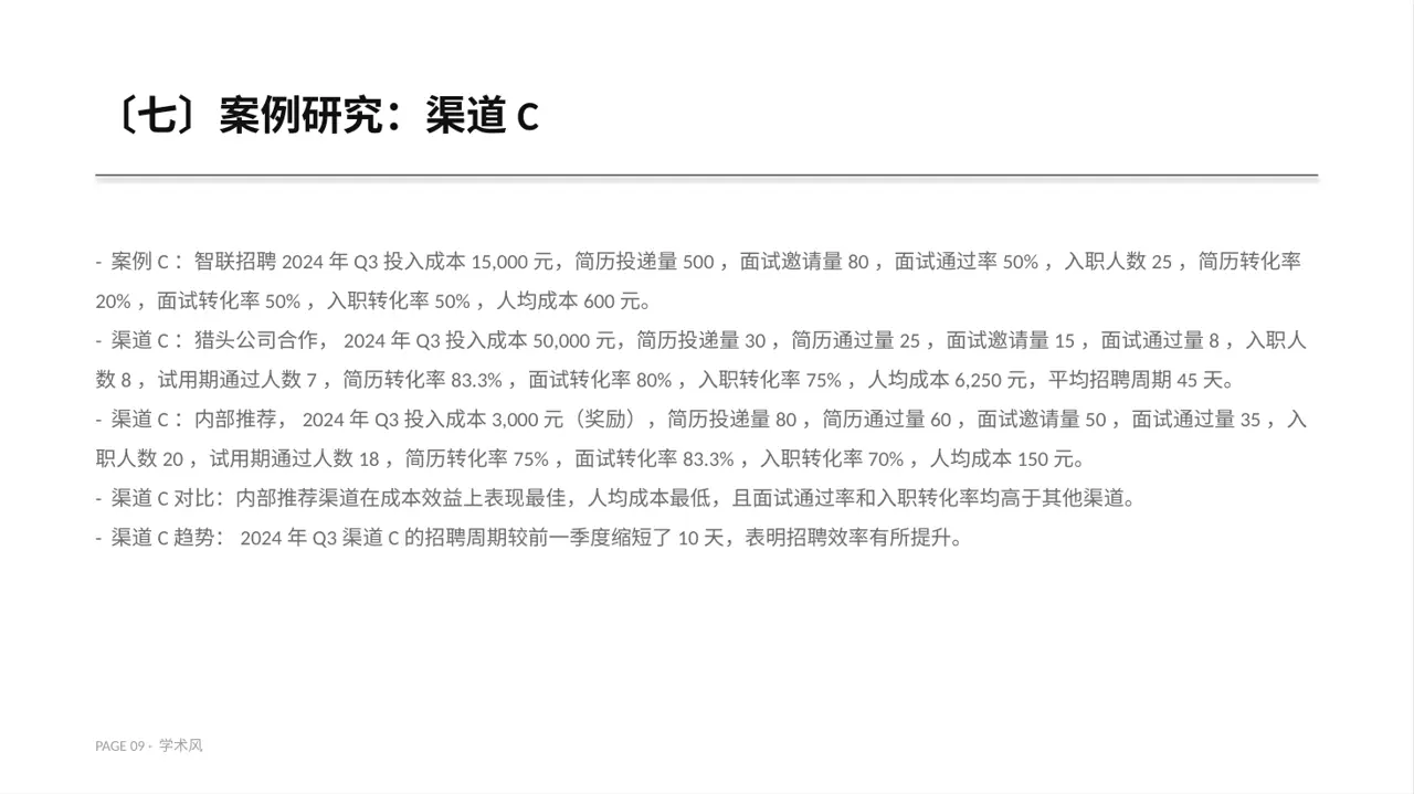 招聘渠道投放效果分析 PPT模板（深蓝学术风）-2 第9页预览