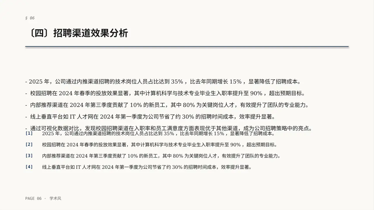 招聘渠道投放效果分析PPT模板（深蓝学术风）-2 第6页预览