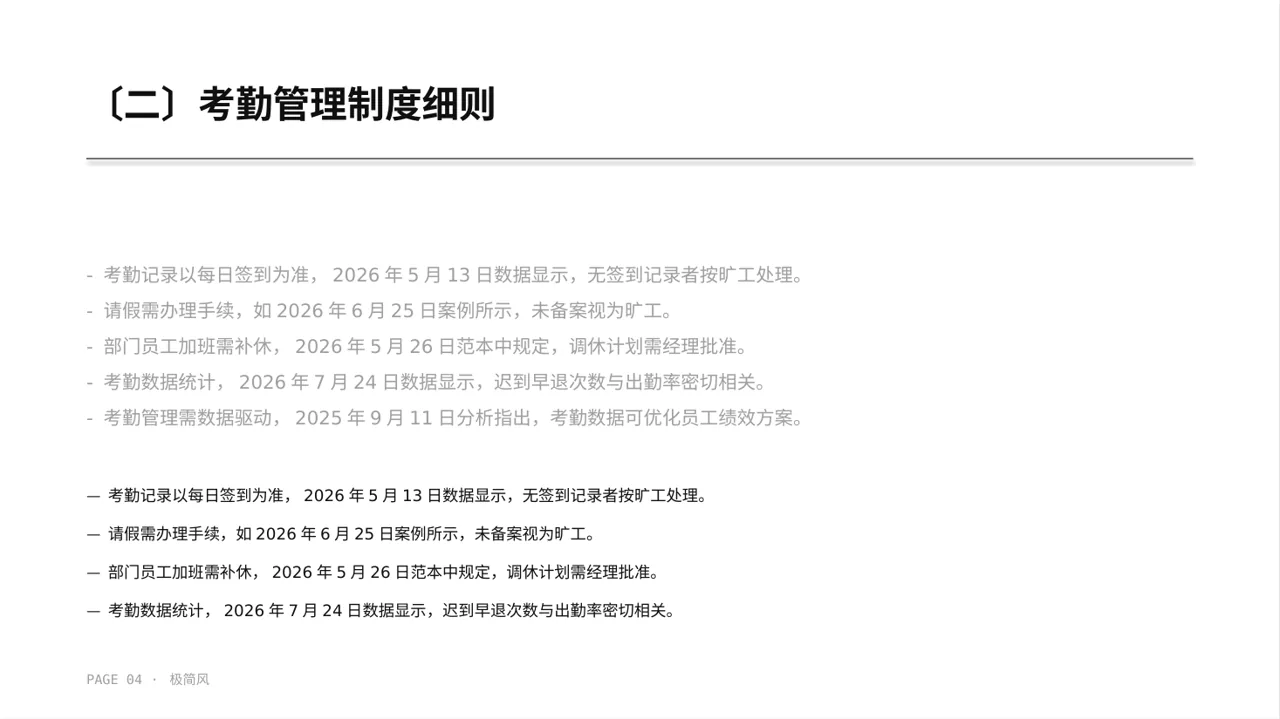 公司考勤管理制度宣讲 PPT模板 第4页预览